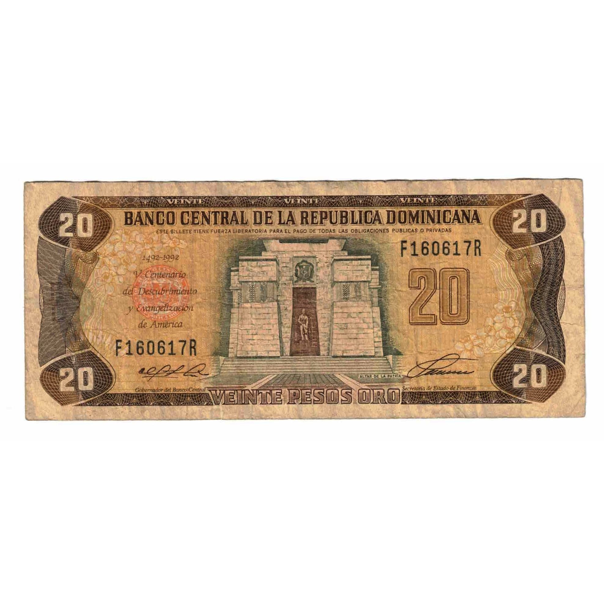 Billet, République Dominicaine, 20 Pesos Oro, 1992, KM:139a, TB