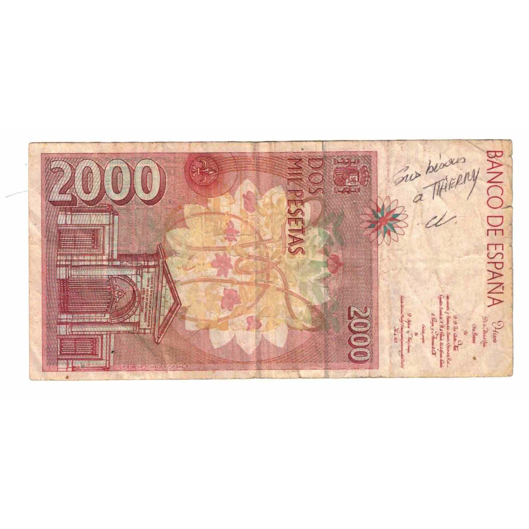 Banknote, Spain, 2000 Pesetas, 1992, 1992-04-24, KM:164, VF(20-25)