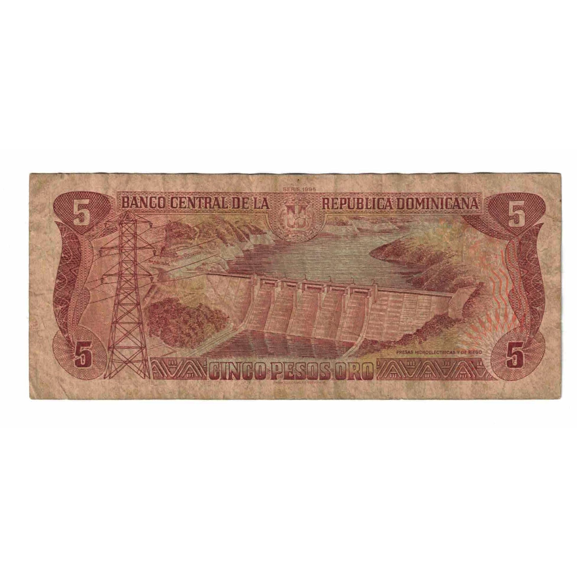 Banknote, Dominican Republic, 5 Pesos Oro, 1990, KM:131, VG(8-10)