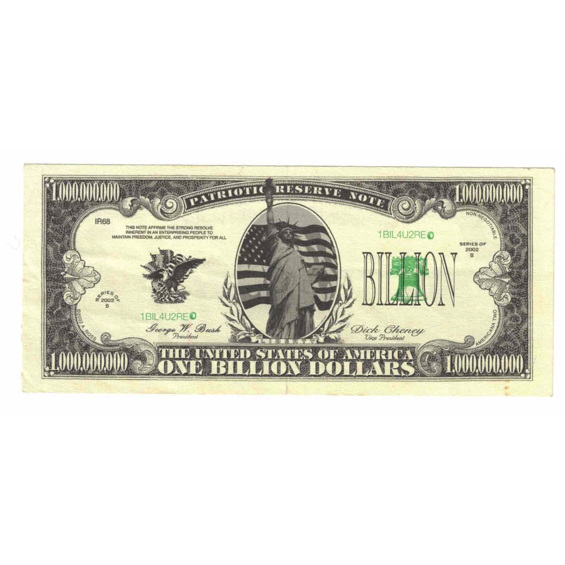 Billete, 1 Billion Dollars, 2002, Estados Unidos, MBC