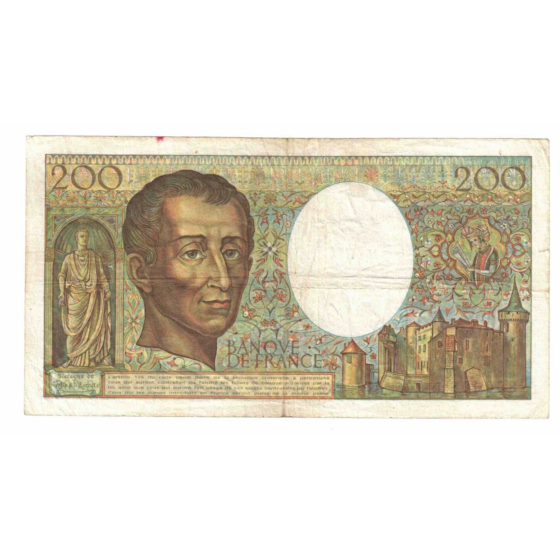 Francja, 200 Francs, Montesquieu, 1981, C.006, VF(20-25), Fayette:70.1, KM:155a