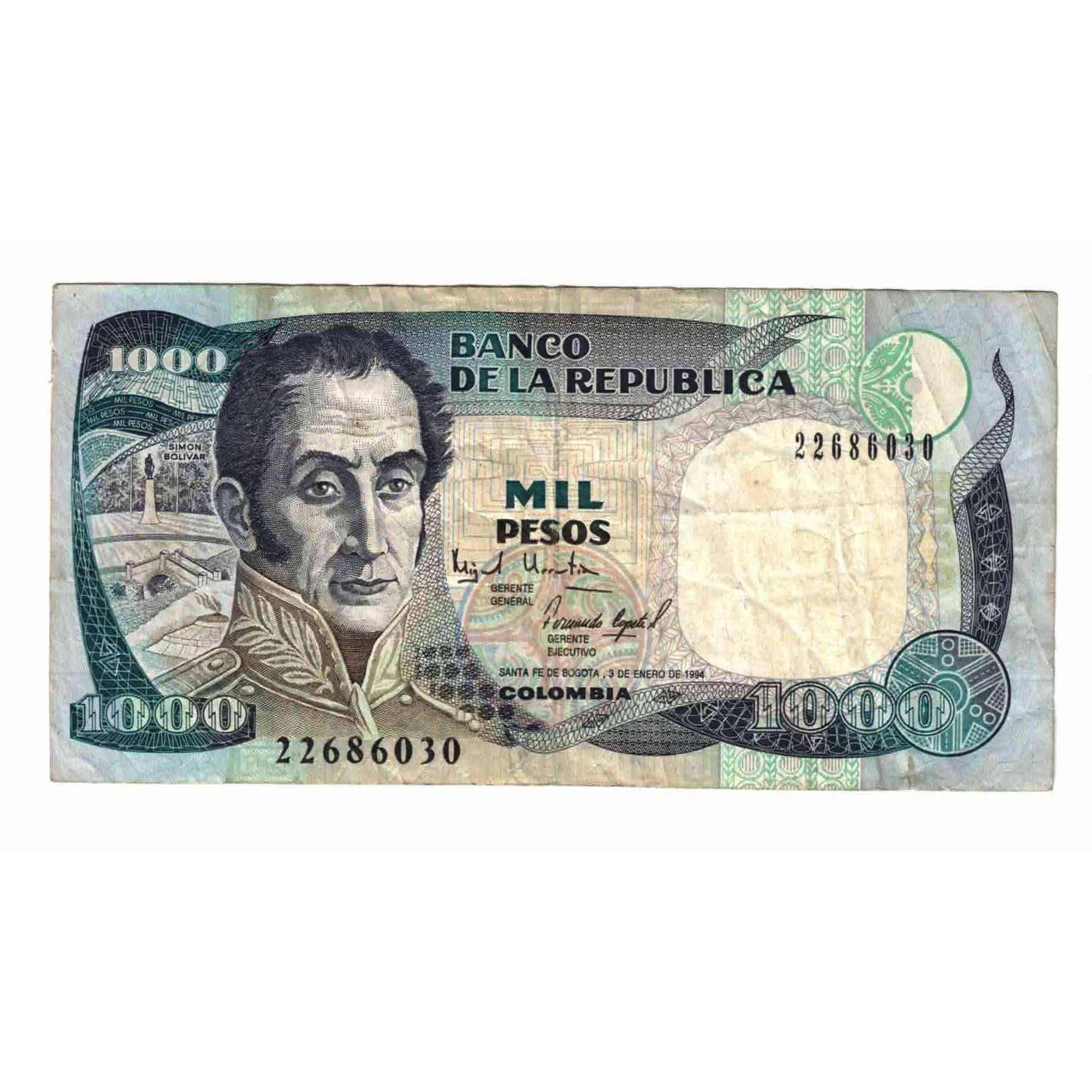 Billete, 1000 Pesos, 1994, Colombia, 1994-01-03, KM:438, BC