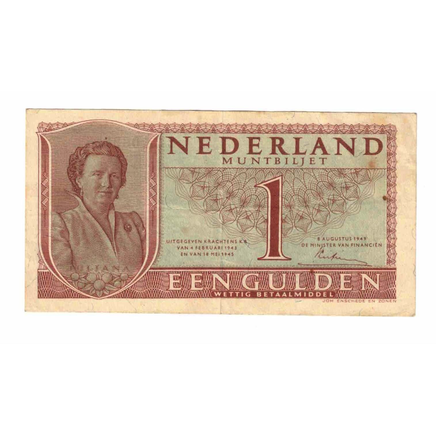 Banknote, Netherlands, 1 Gulden, 1949, 1949-08-08, KM:72, EF(40-45)