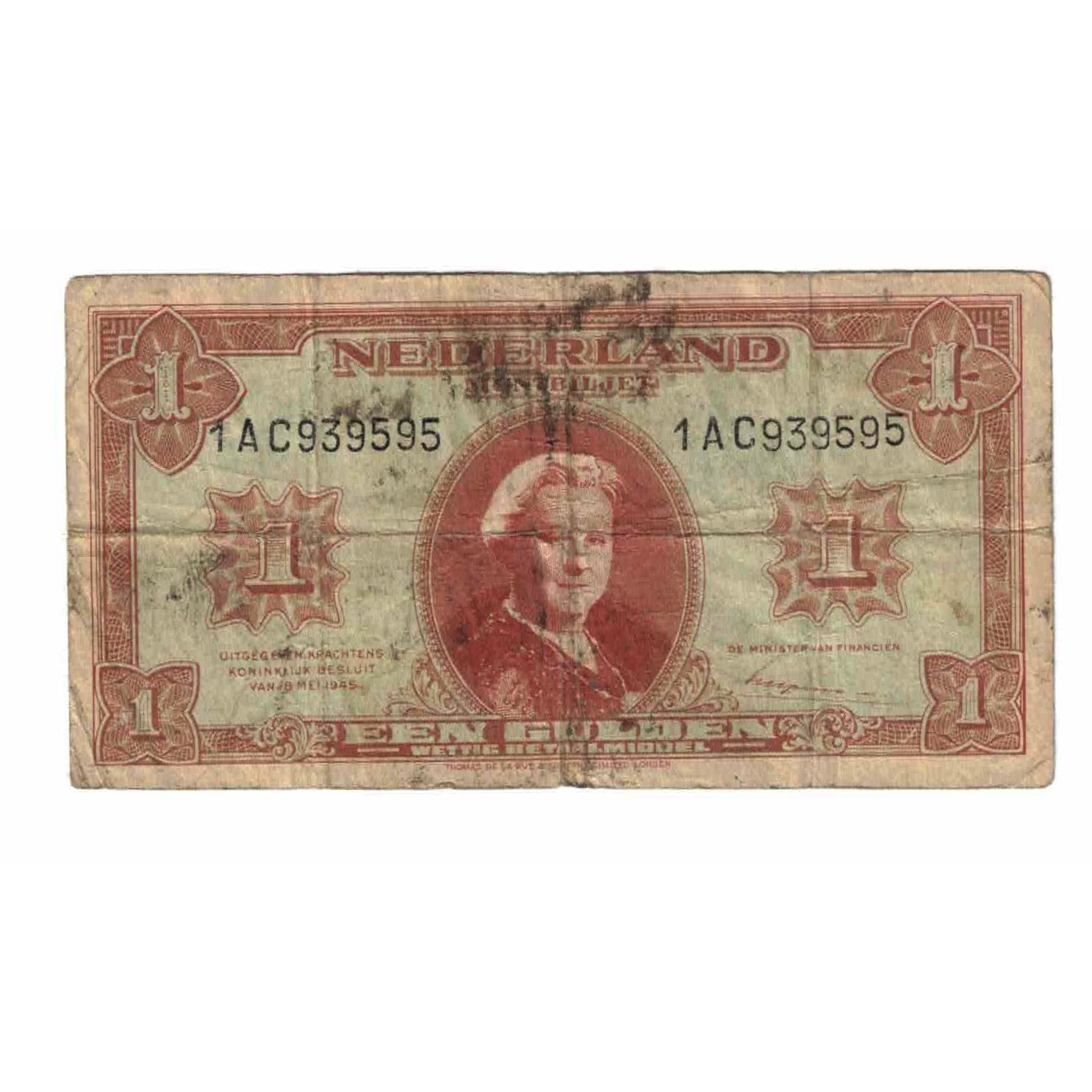 Banknote, Netherlands, 1 Gulden, 1945, 1945-05-18, KM:70, VG(8-10)