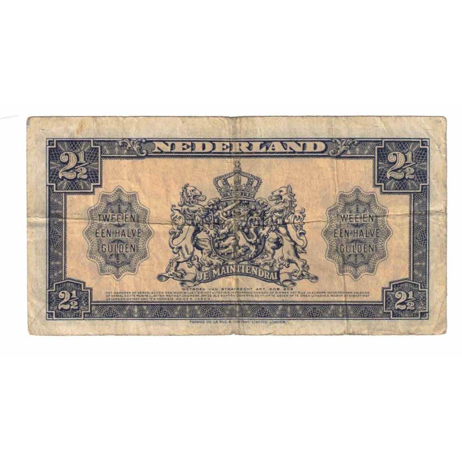 Banknote, Netherlands, 2 1/2 Gulden, 1945, 1945-05-18, KM:71, VF(20-25)