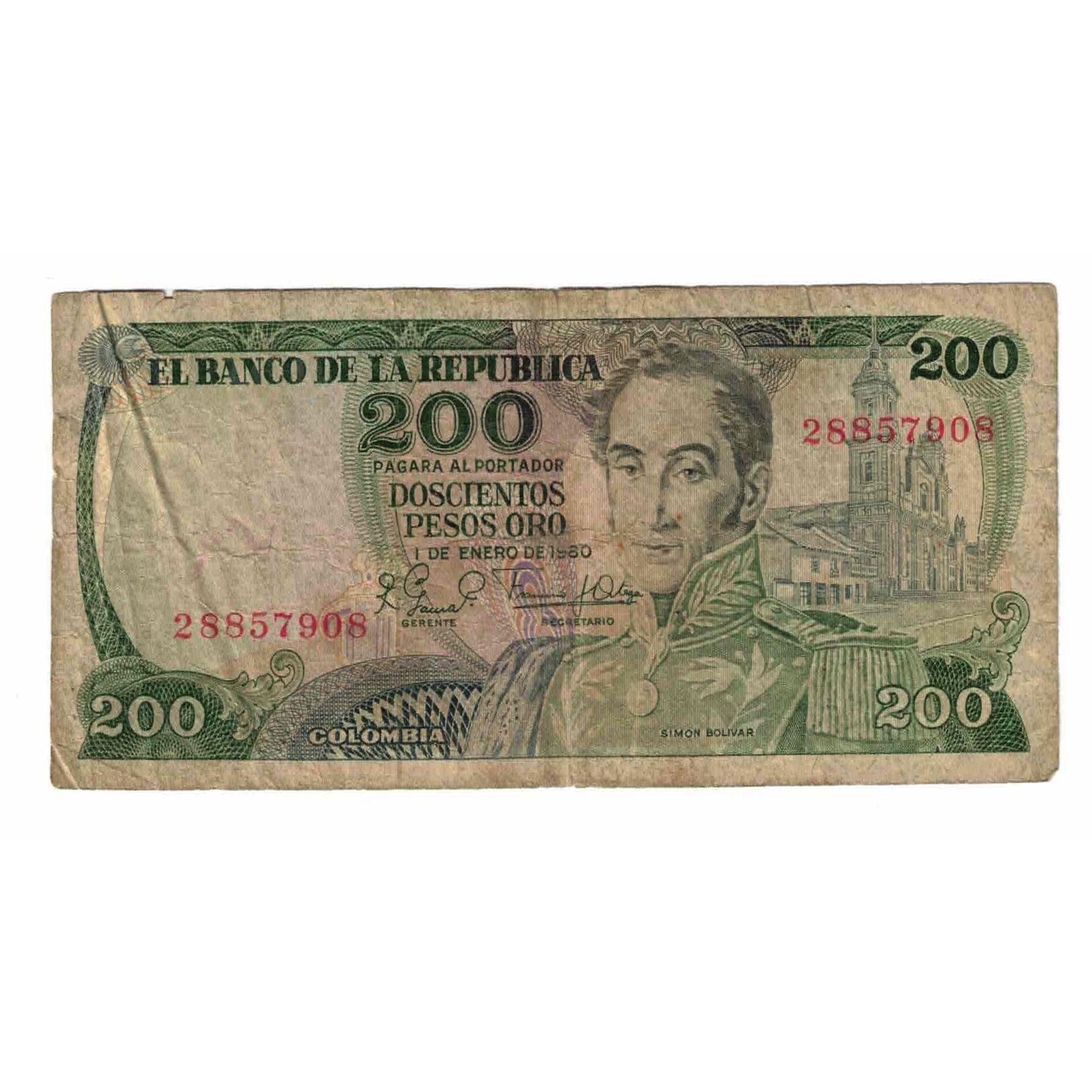 Banknote, Colombia, 200 Pesos Oro, 1980, 1980-01-01, KM:419, VF(20-25)
