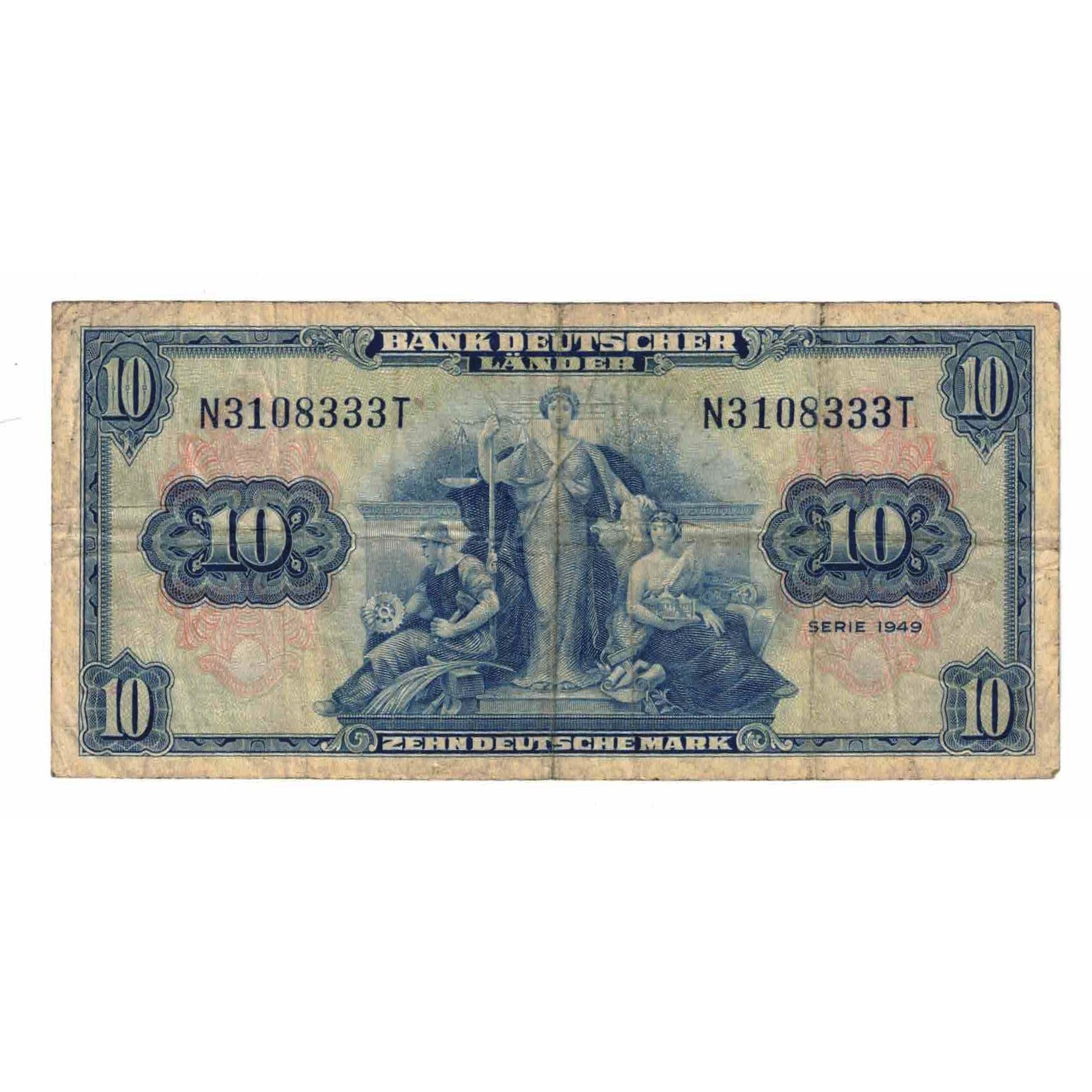 Banknote, GERMANY - FEDERAL REPUBLIC, 10 Deutsche Mark, 1949, 1949-08-22