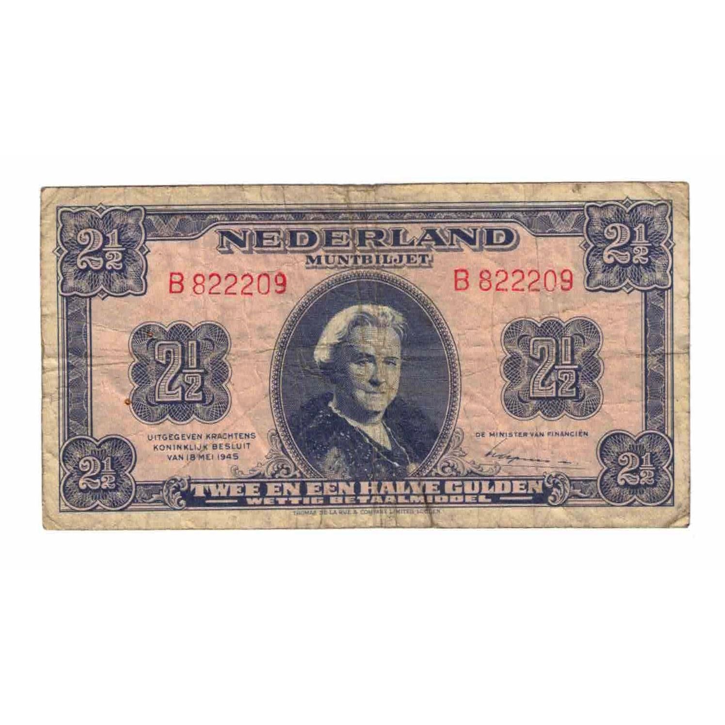 Billet, Pays-Bas, 2 1/2 Gulden, 1945, 1945-05-18, KM:71, TB