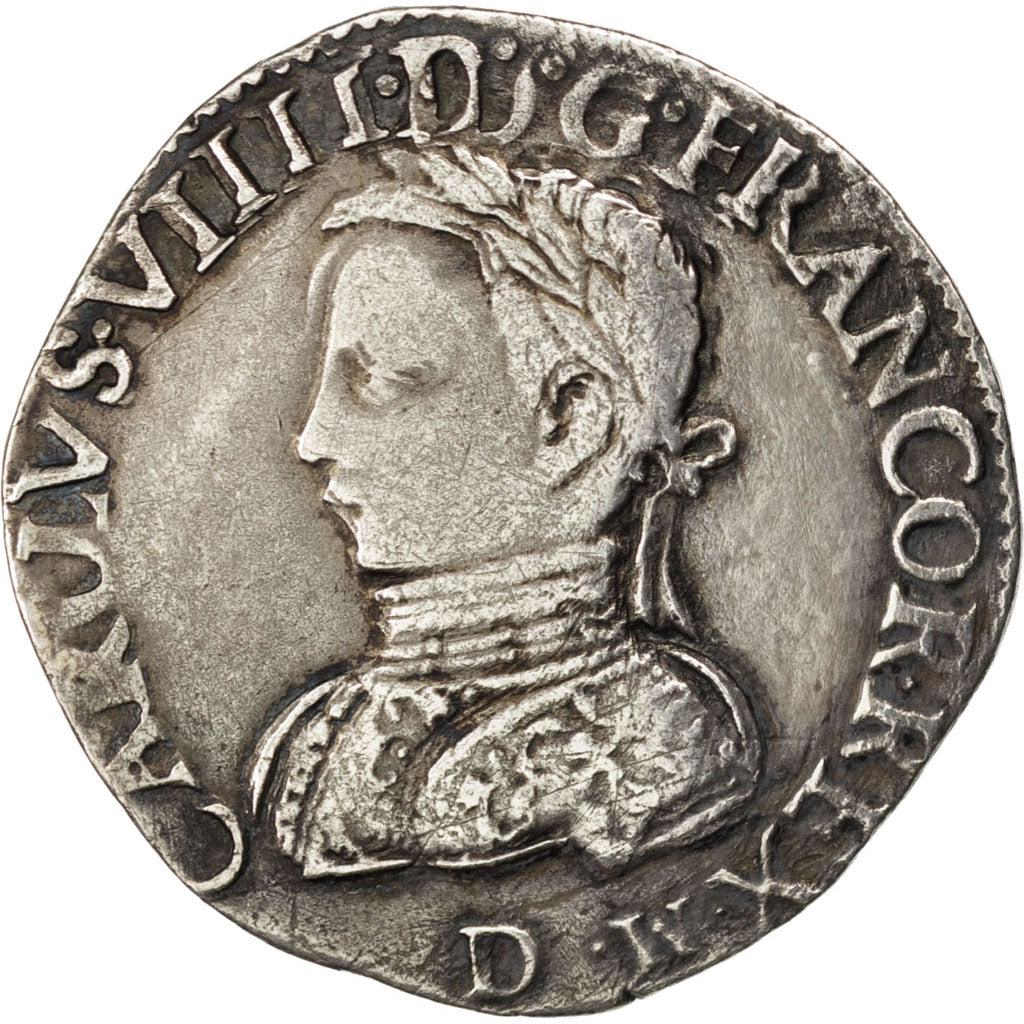 FRANCE, Teston, 1568, Lyons, EF(40-45), Silver, Sombart #4618, 9.07