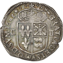 FRANCE, 1/4 ECU, 1603, Morlaas, KM #1.2, AU(50-53), Silver, Sombart #4706, 9.52