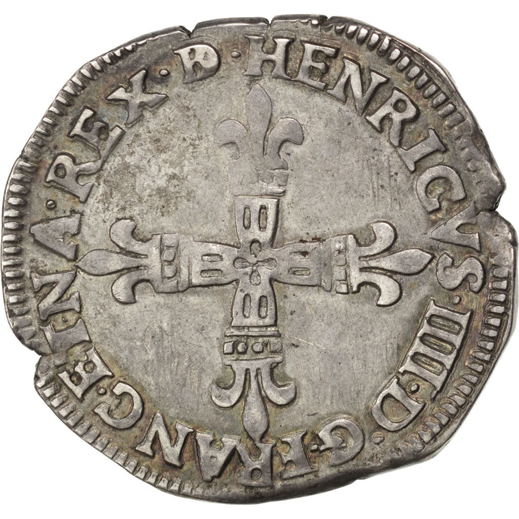 FRANCE, 1/4 ECU, 1603, Morlaas, KM #1.2, AU(50-53), Silver, Sombart #4706, 9.52
