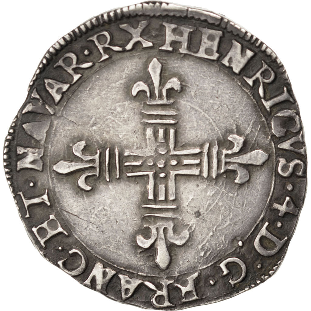 FRANCE, 1/4 ECU, 1608, Saint Palais, KM #31, AU(50-53), Silver, Sombart #4710,..