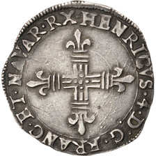 FRANCE, 1/4 ECU, 1608, Saint Palais, KM #31, AU(50-53), Silver, Sombart #4710,..