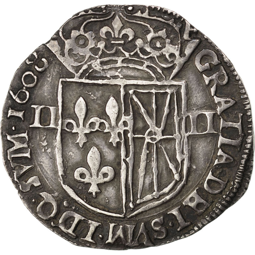 FRANCE, 1/4 ECU, 1608, Saint Palais, KM #31, AU(50-53), Silver, Sombart #4710,..