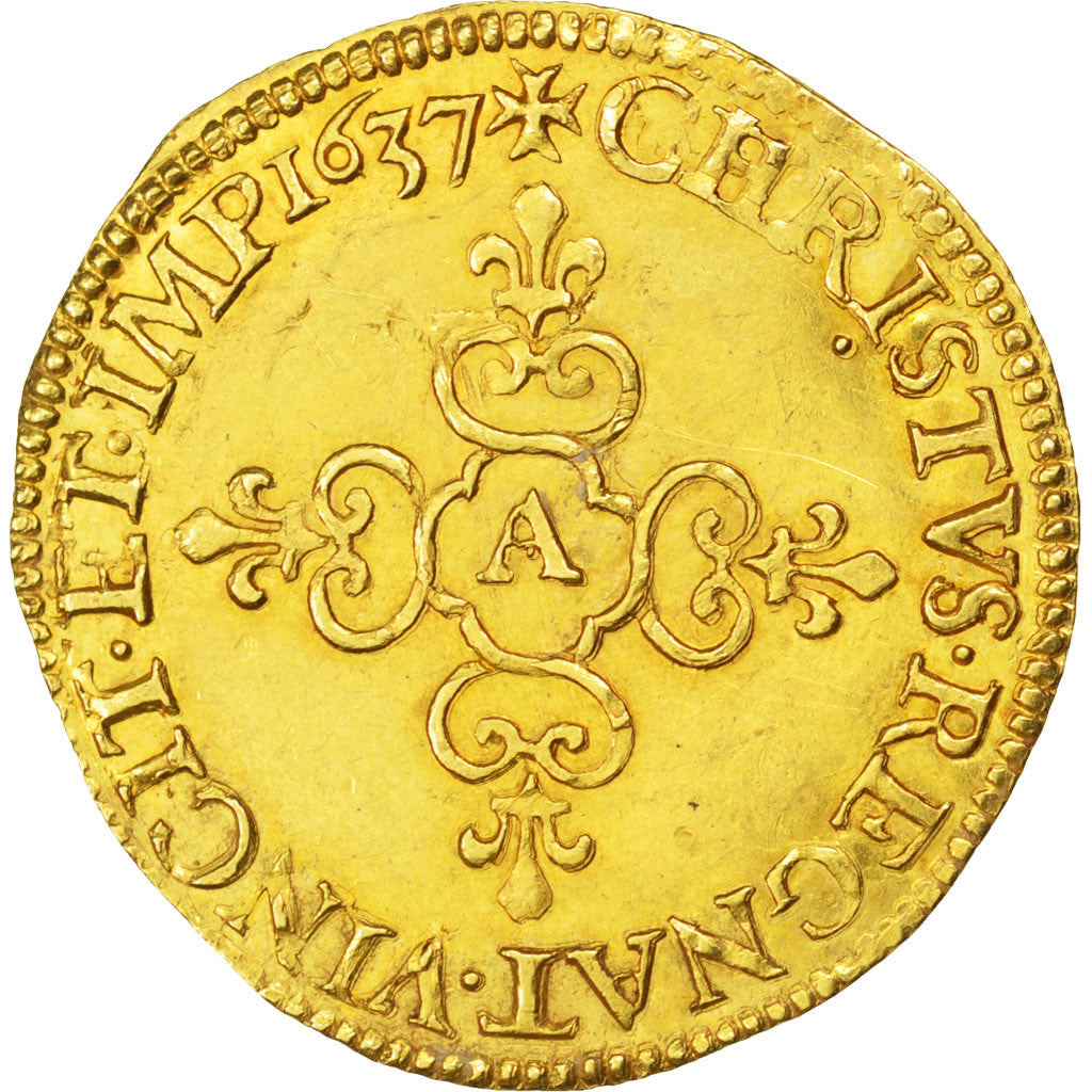 Münze, Frankreich, Louis XIII, Écu d'or, Ecu d'or, 1637, Paris, SS+, Gold