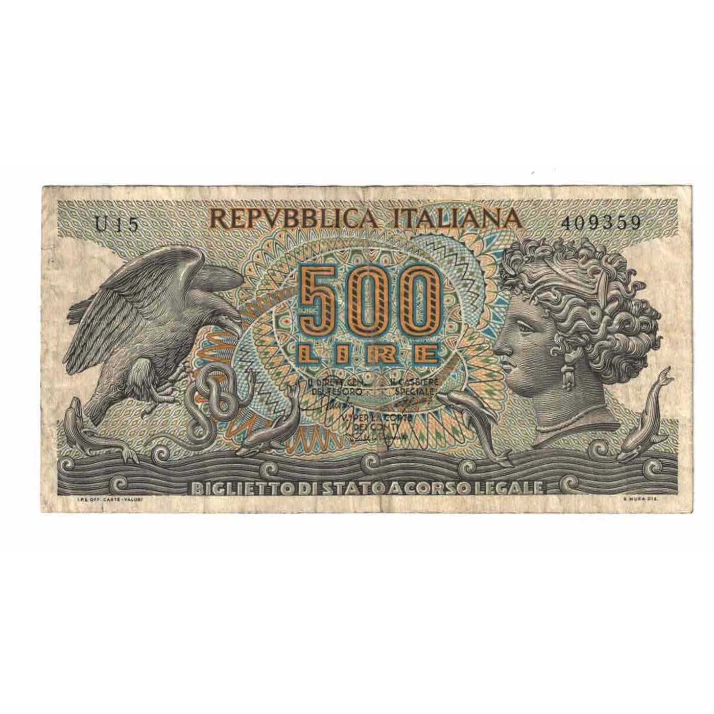 Banconote, Italia, 500 Lire, 1967, 1967-10-20, KM:93a, MB+