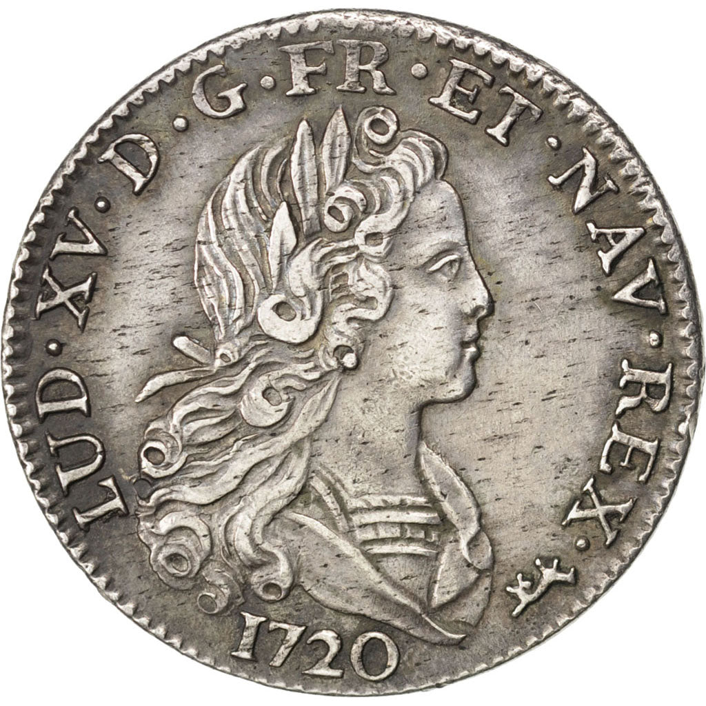 Francia, Louis XV, Petit Louis d'argent (3 livres), 1/3 Ecu, 1720, Paris, BB+...