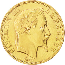 FRANCE, Napoléon III, 50 Francs, 1868, Strasbourg, KM #804.2, AU(50-53), Gold, G