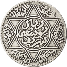 MOROCCO, Rial, 10 Dirhams, 1917, bi-Bariz, KM #33, EF(40-45), Silver, 24.53