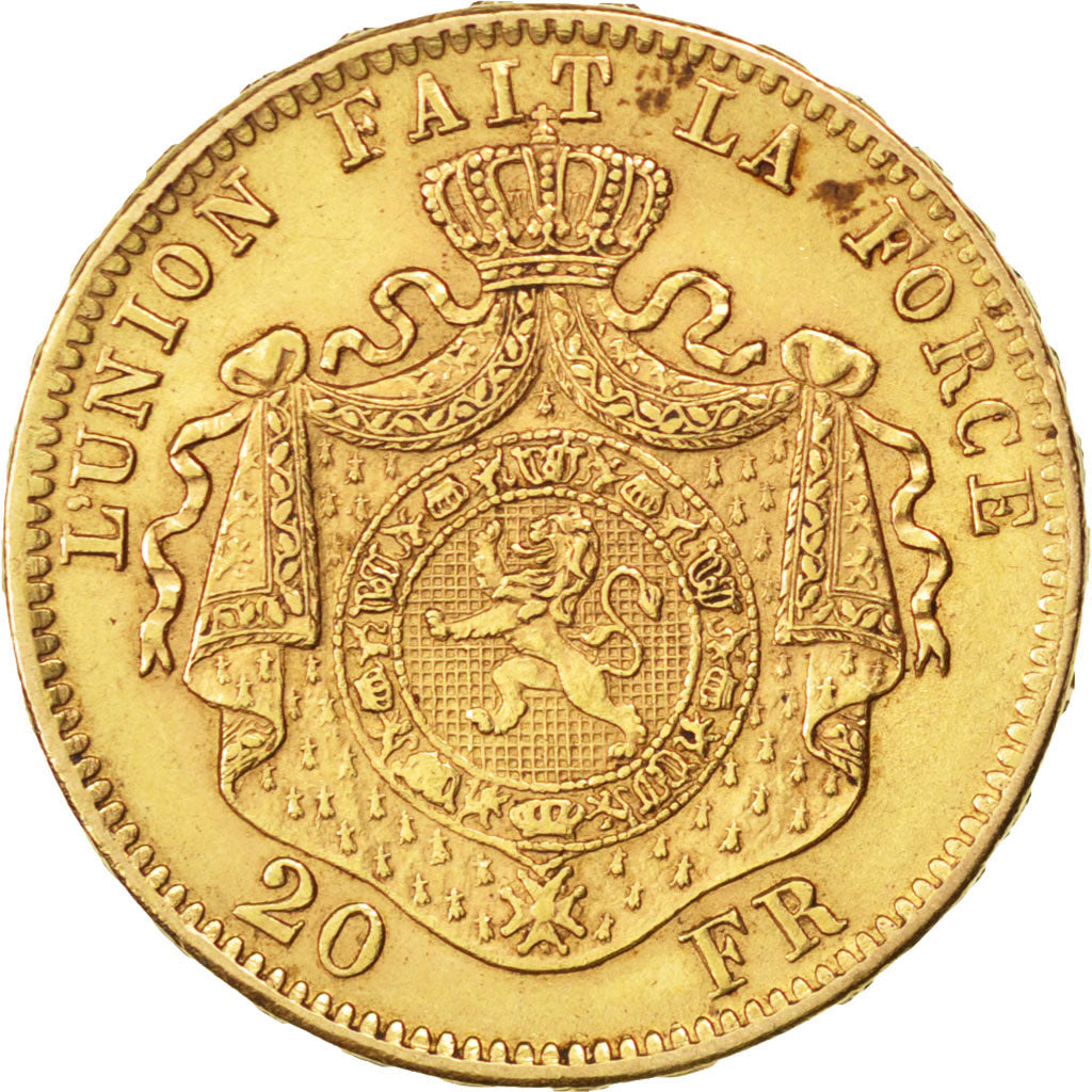 Belgium, 20 Francs, 1871, KM #37, AU(55-58), Gold, 6.47