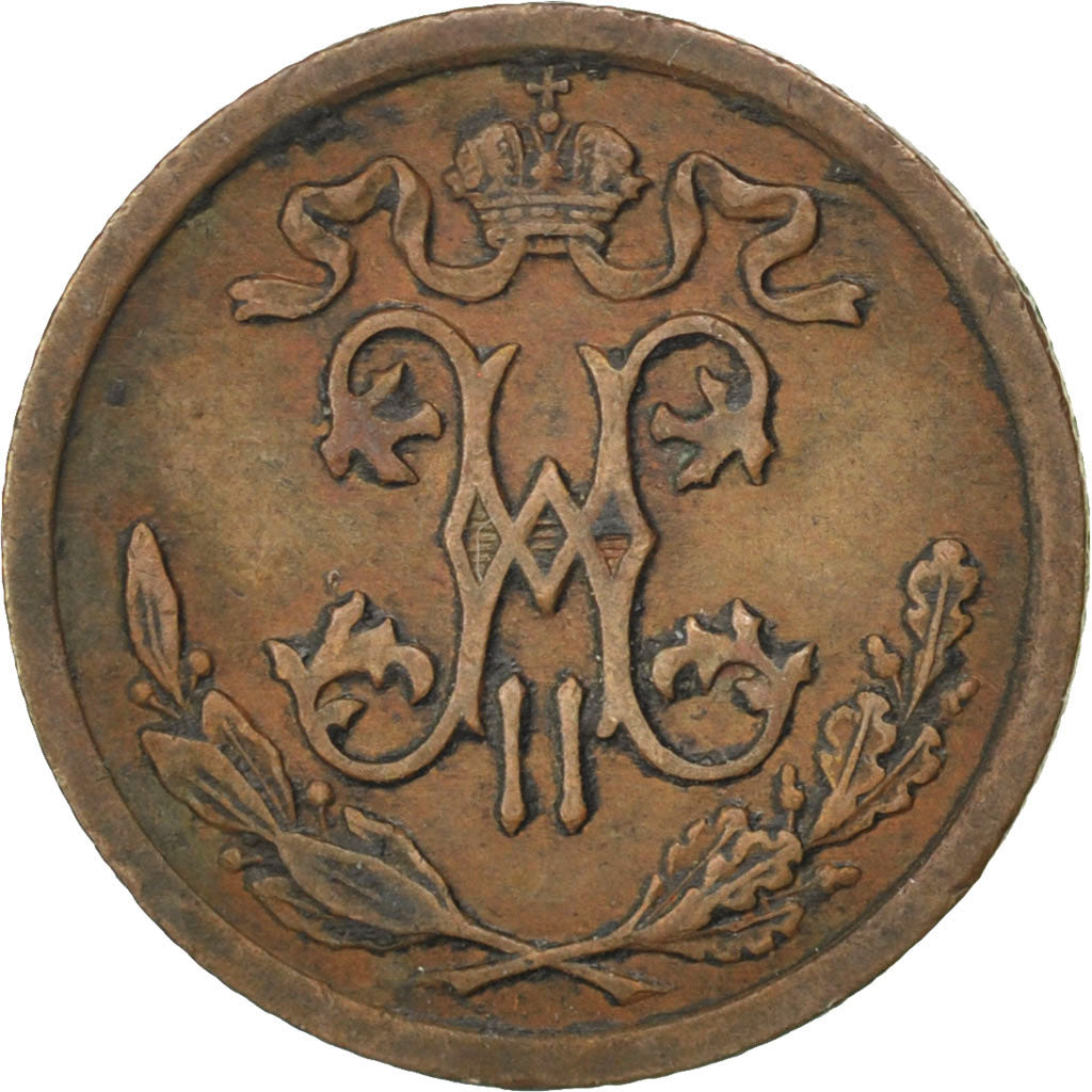 Russie, Nicolas II, 1/2 Kopek, 1909, Saint-Pétersbourg, KM 48.1