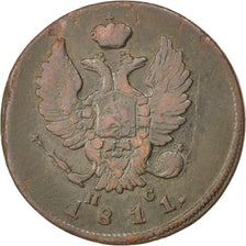 RUSSIA, 2 Kopeks, 1811, Saint-Petersburg, KM #118.4, EF(40-45), Copper, 13.00