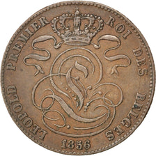 BELGIUM, 5 Centimes, 1856, KM #5.1, EF(40-45), Copper, 28.3, 10.01