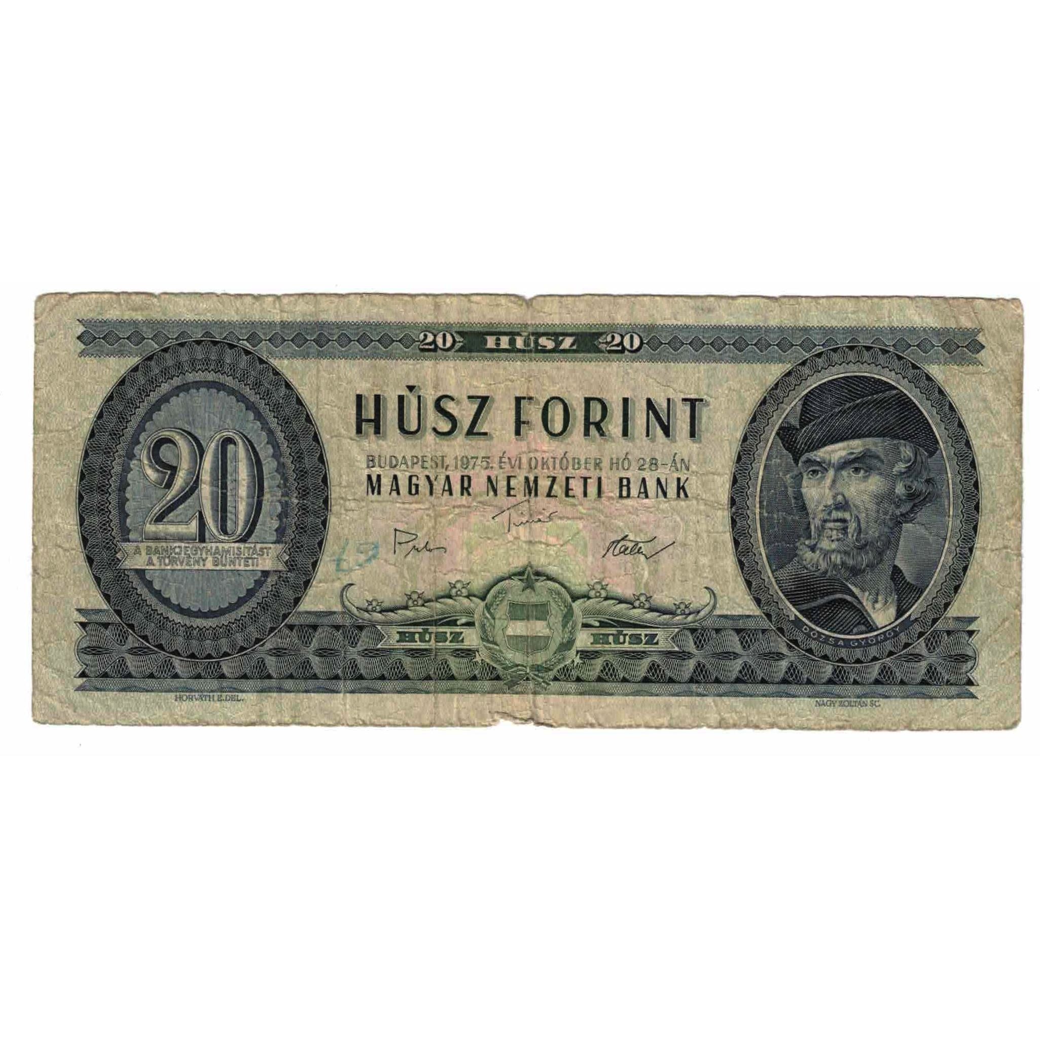 Billet, Hongrie, 20 Forint, 1975, 1975-10-28, KM:169f, B