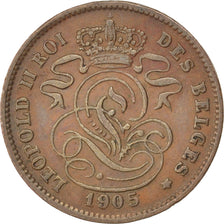 Coin, Belgium, Leopold II, 2 Centimes, 1905, AU(50-53), Copper, KM:35.1