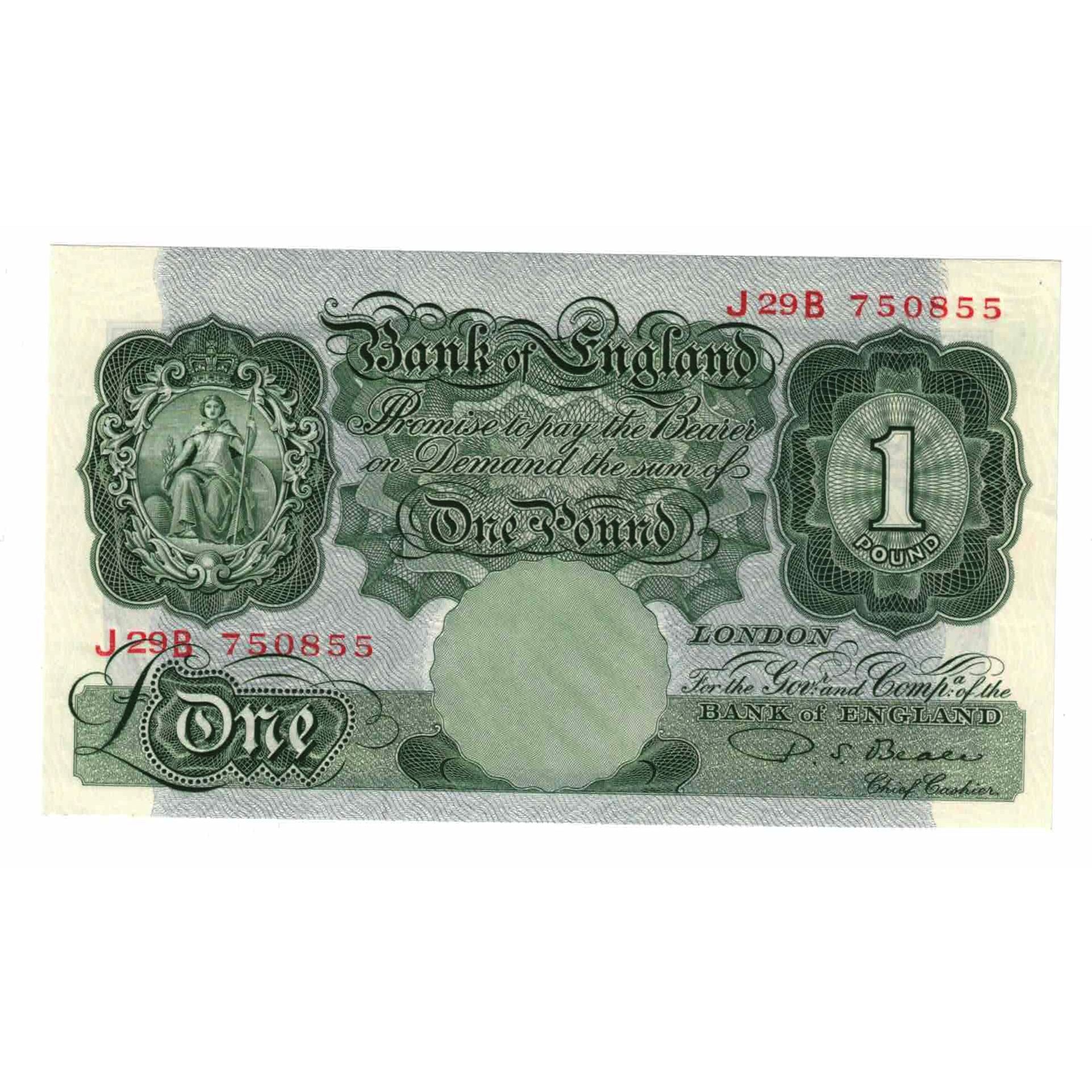 Banknote, Great Britain, 1 Pound, 1949-1955, KM:369b, UNC(60-62)