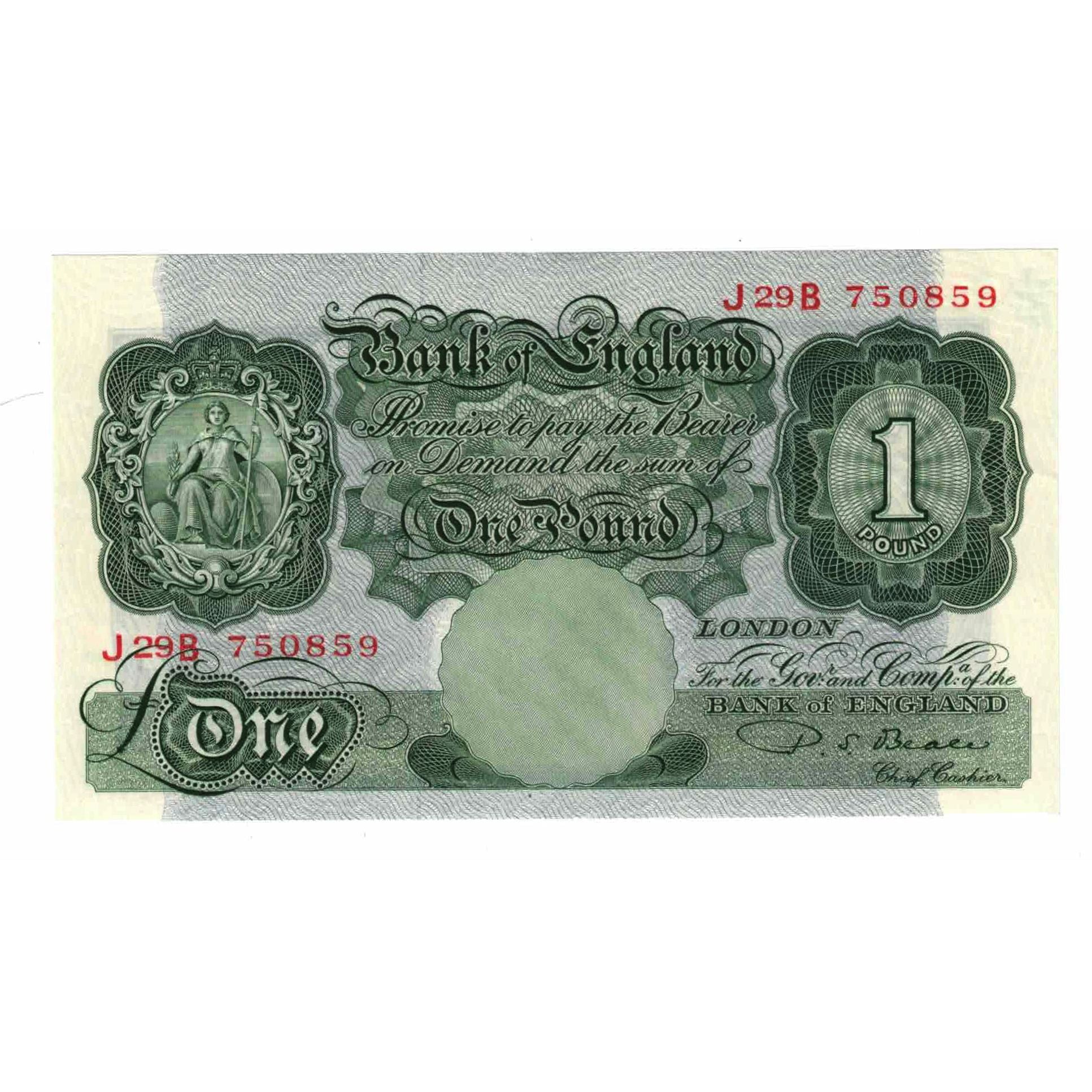 Banknote, Great Britain, 1 Pound, 1949-1955, KM:369b, UNC(60-62)