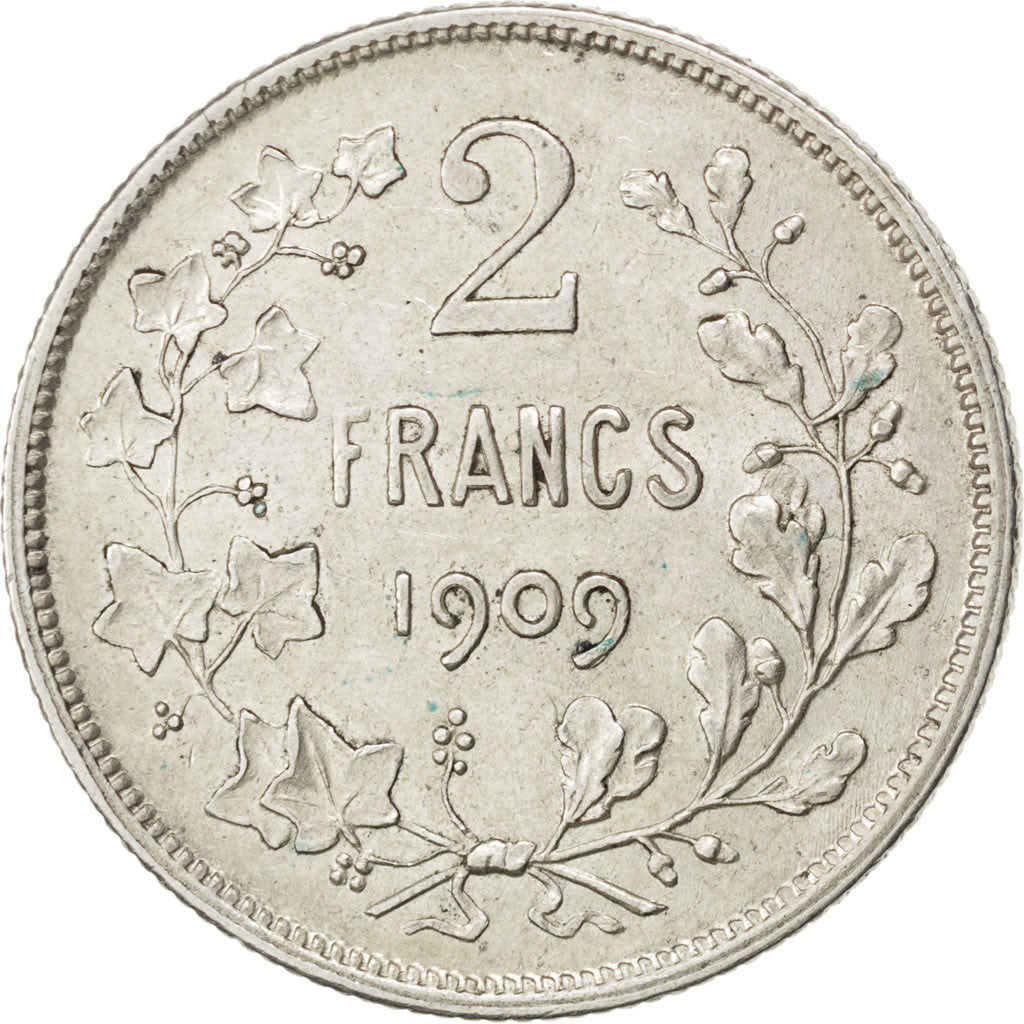Münze, Belgien, 2 Francs, 2 Frank, 1909, SS+, Silber, KM:58.1