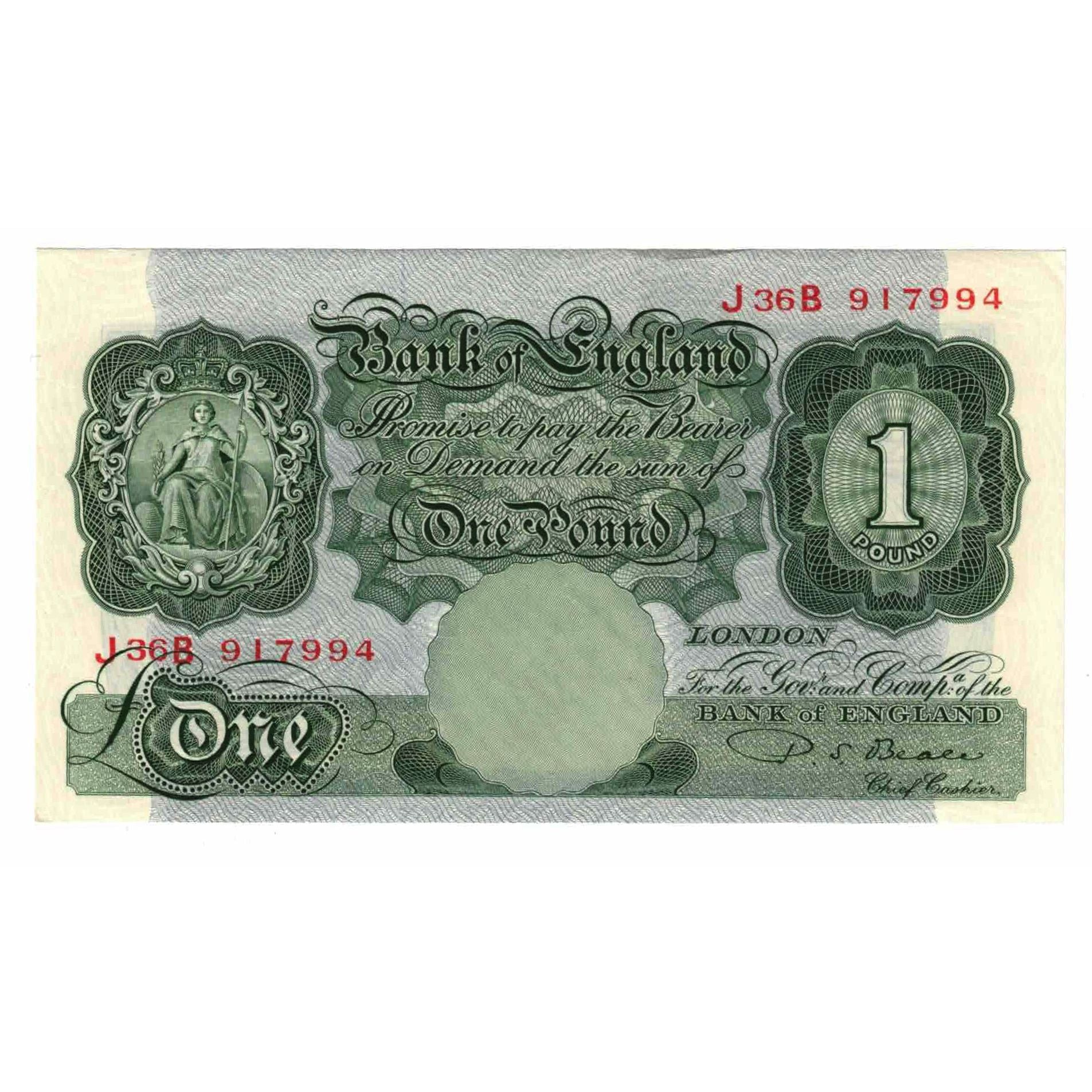 Banknote, Great Britain, 1 Pound, 1949-1955, KM:369b, UNC(63)