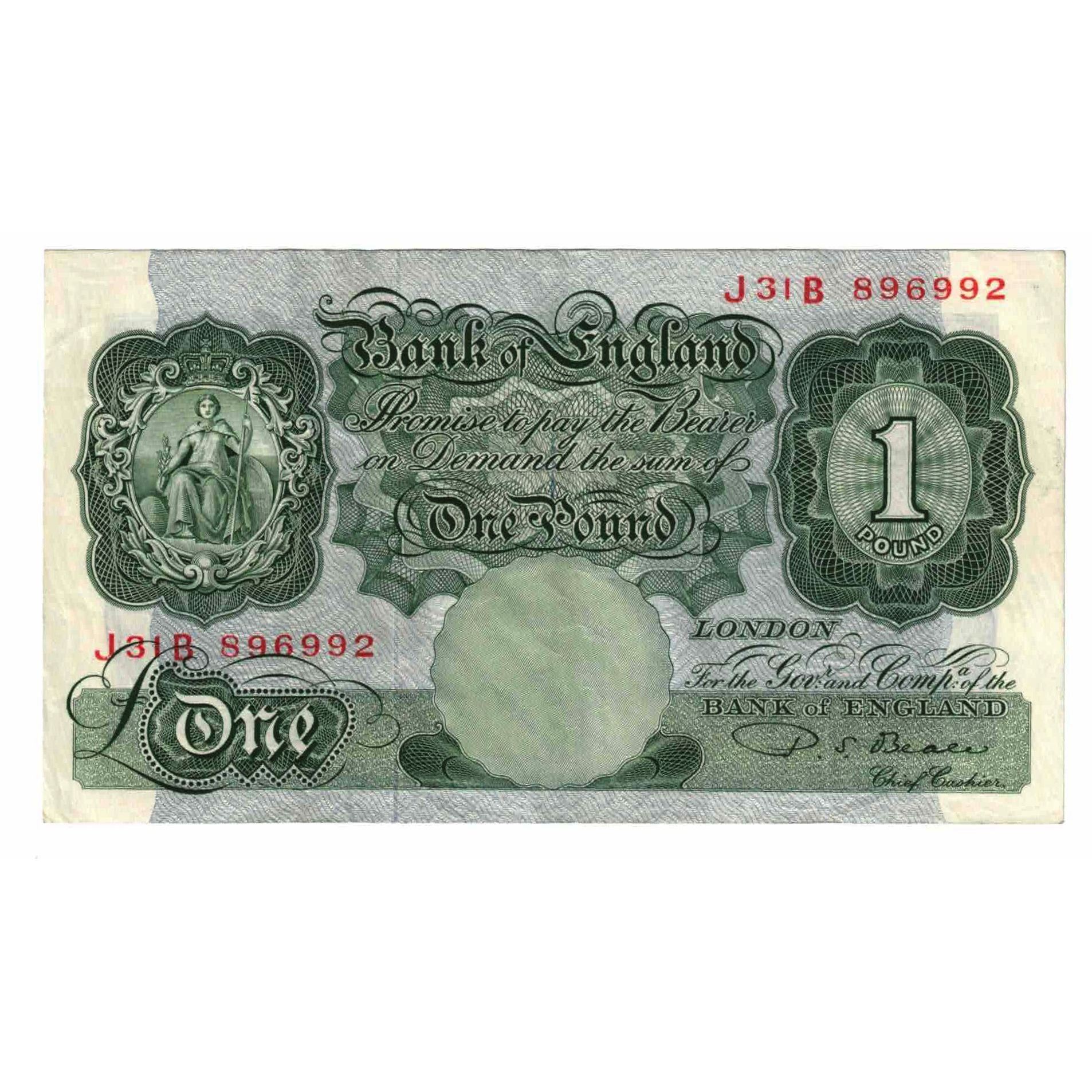 Banknote, Great Britain, 1 Pound, 1949-1955, KM:369b, EF(40-45)