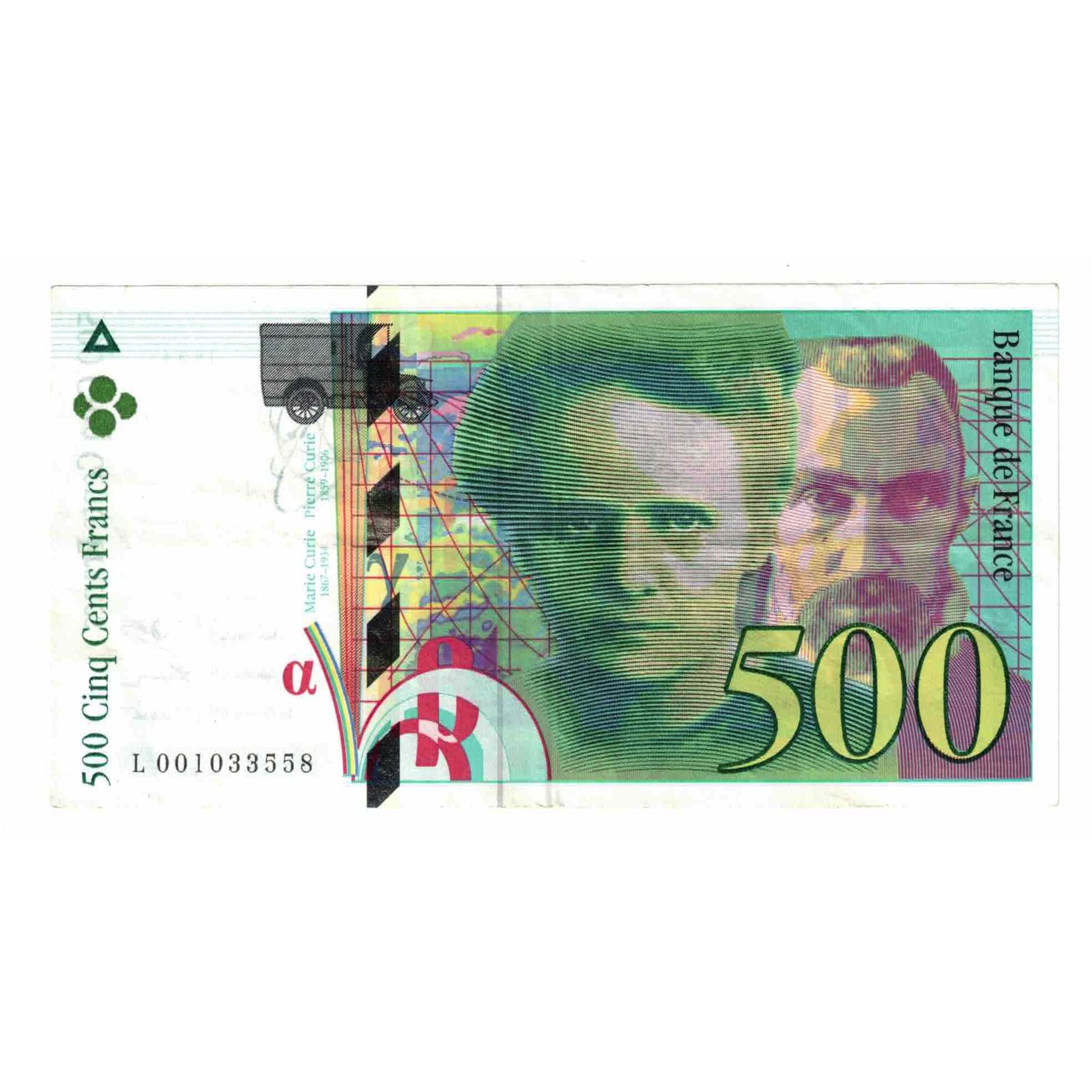 France, 500 Francs, Pierre et Marie Curie, 1994, L.001, AU(50-53), Fayette:76.1
