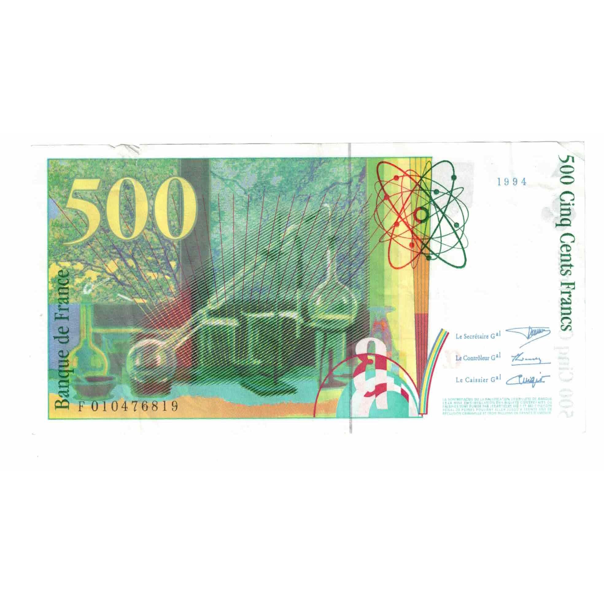 Francja, 500 Francs, Pierre et Marie Curie, 1994, F.010, VF(20-25)