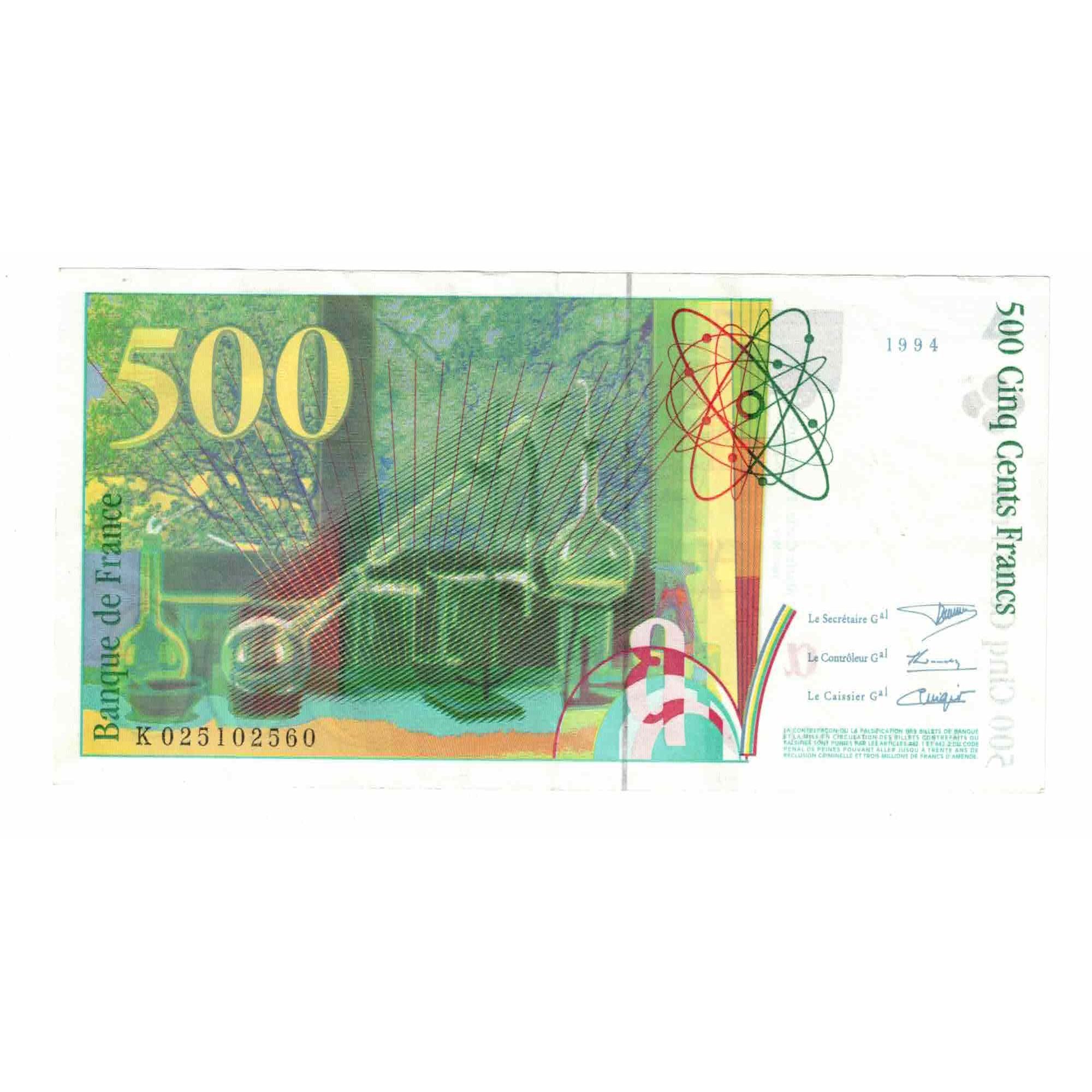 França, 500 Francs, Pierre et Marie Curie, 1994, K.025, AU(50-53)