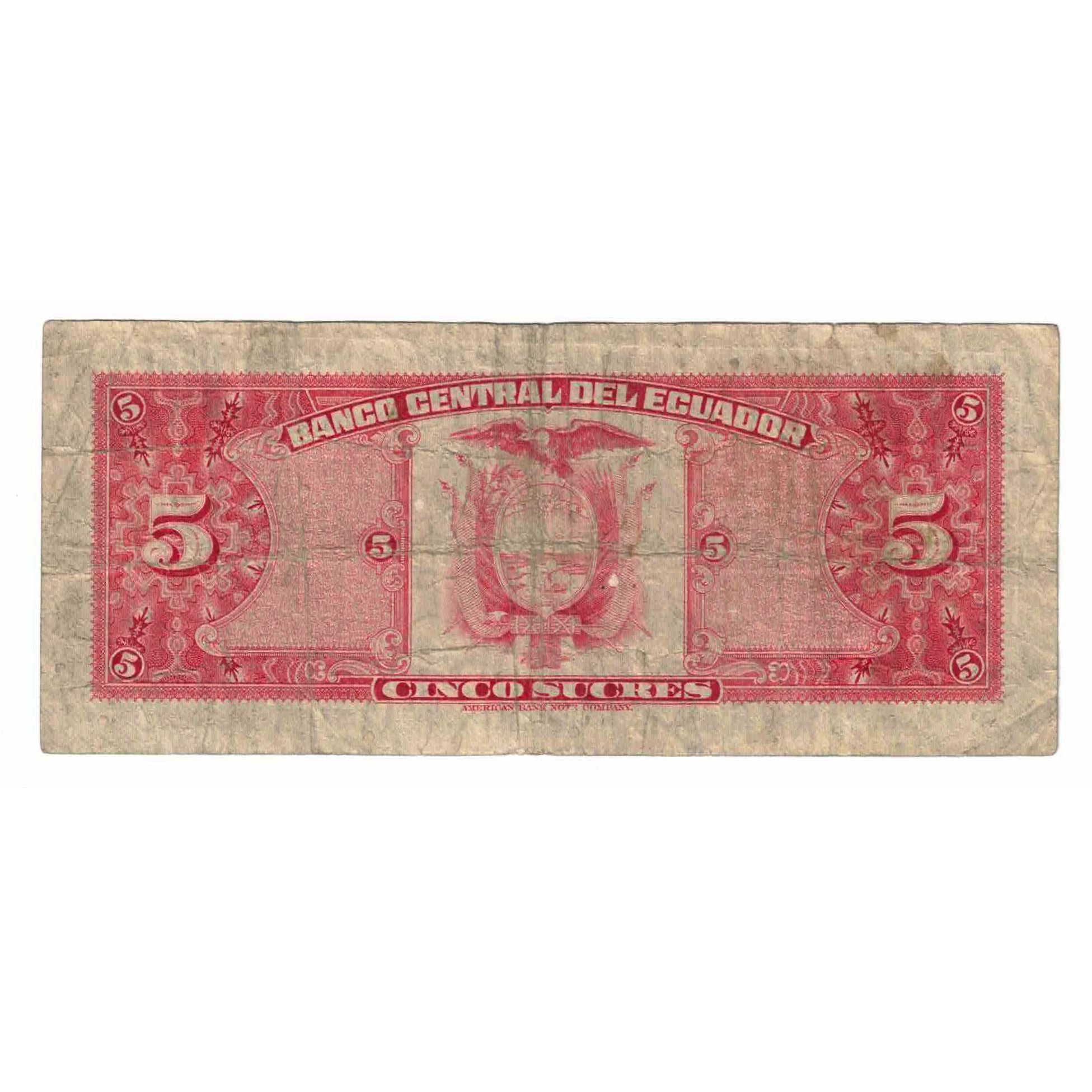 Banknote, Ecuador, 5 Sucres, 1983, 1983-04-20, KM:113c, VF(20-25)