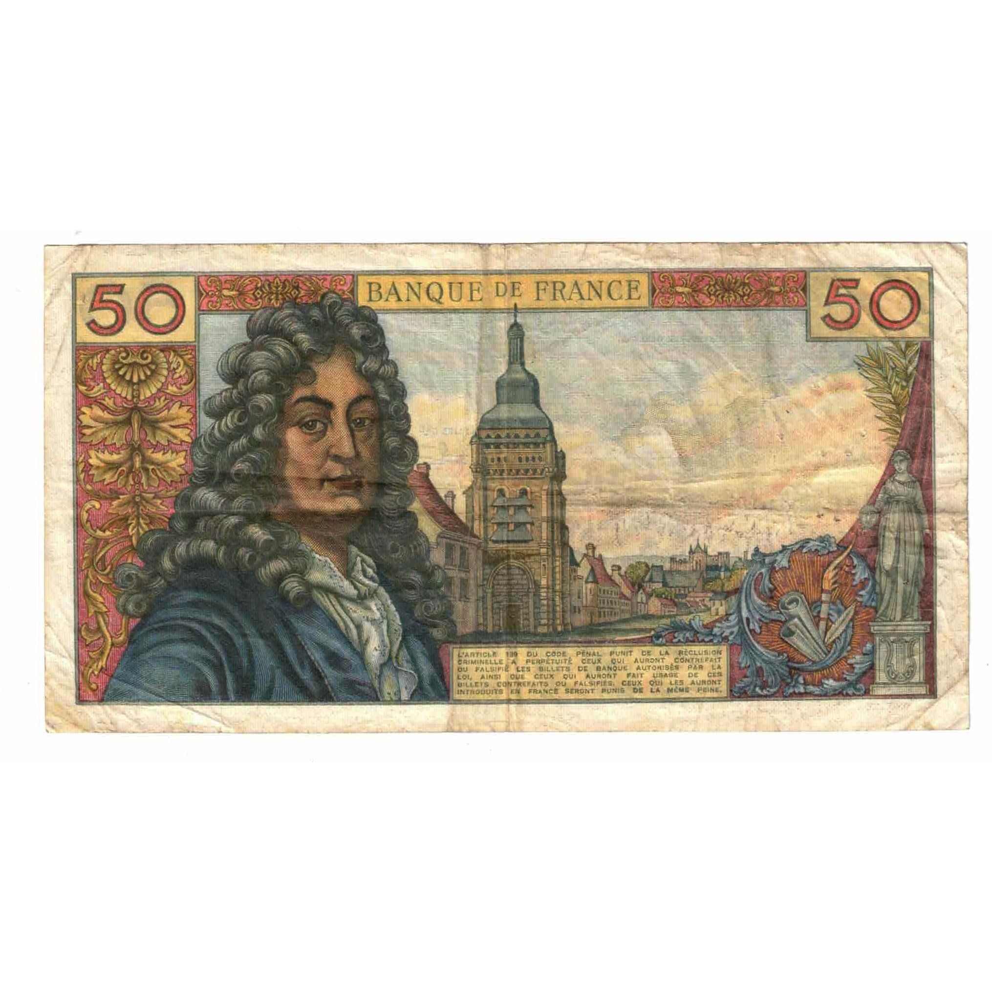 Francja, 50 Francs, Racine, 1971, Q.187, VF(30-35), Fayette:64.19, KM:148d