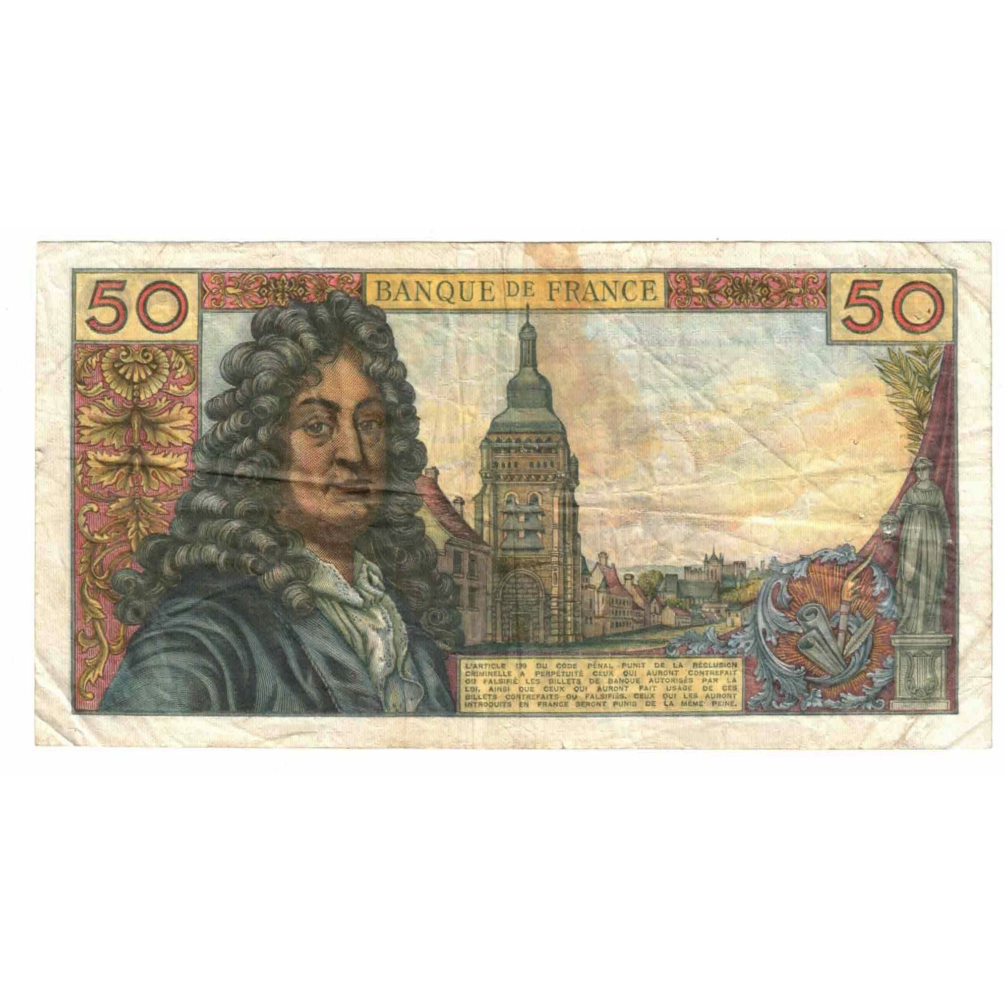 France, 50 Francs, Racine, 1973, T.228, VF(30-35), Fayette:64.24