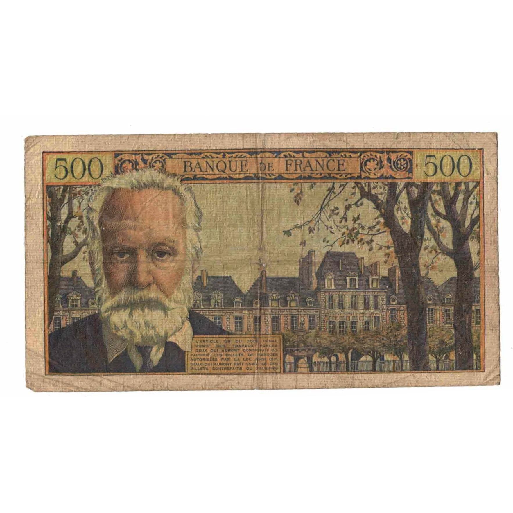 France, 500 Francs, Victor Hugo, 1954, L.23, TB, Fayette:35.2, KM:133a