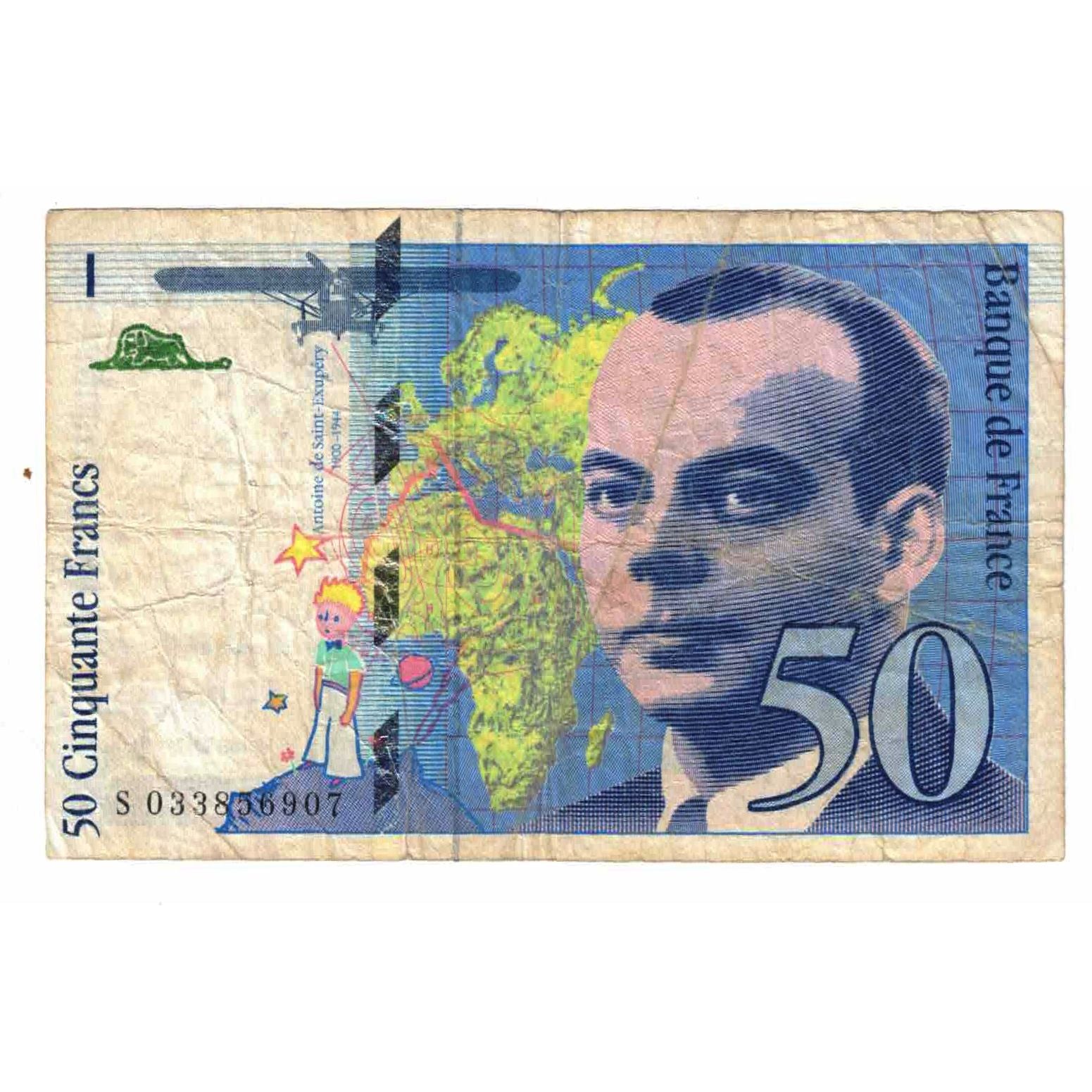 France, 50 Francs, St Exupéry, 1997, S.033, VF(20-25), Fayette:73.4, KM:157Ab