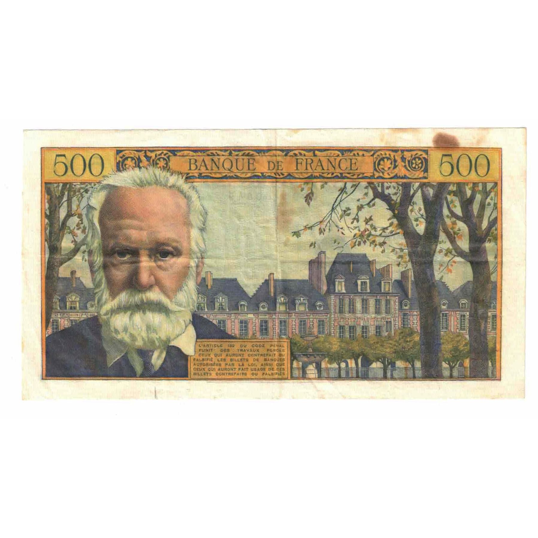 França, 500 Francs, Victor Hugo, 1957, C.83, VF(20-25), Fayette:35.7, KM:133b