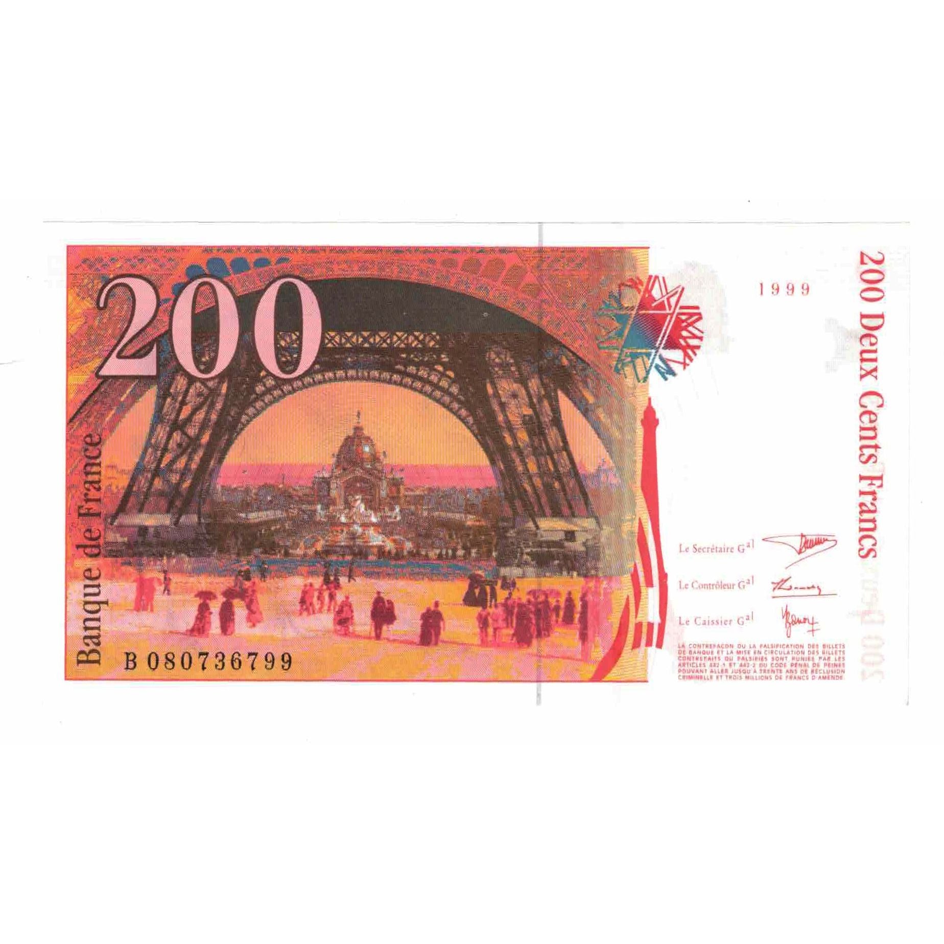 France, 200 Francs, Eiffel, 1999, B.080, NEUF, Fayette:75.5, KM:159c
