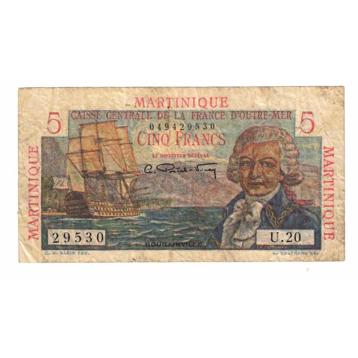 Banknote, Martinique, 5 Francs, 1947-1949, KM:27A, VF(20-25)