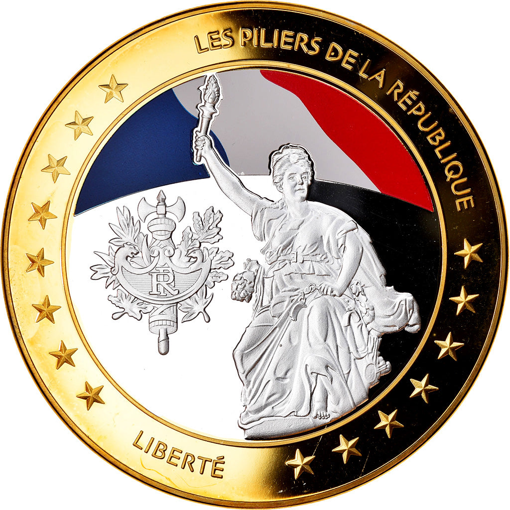 France, Medal, Les piliers de la République, Marianne, MS(65-70), Copper Gilt