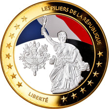 France, Medal, Les piliers de la République, Marianne, MS(65-70), Copper Gilt