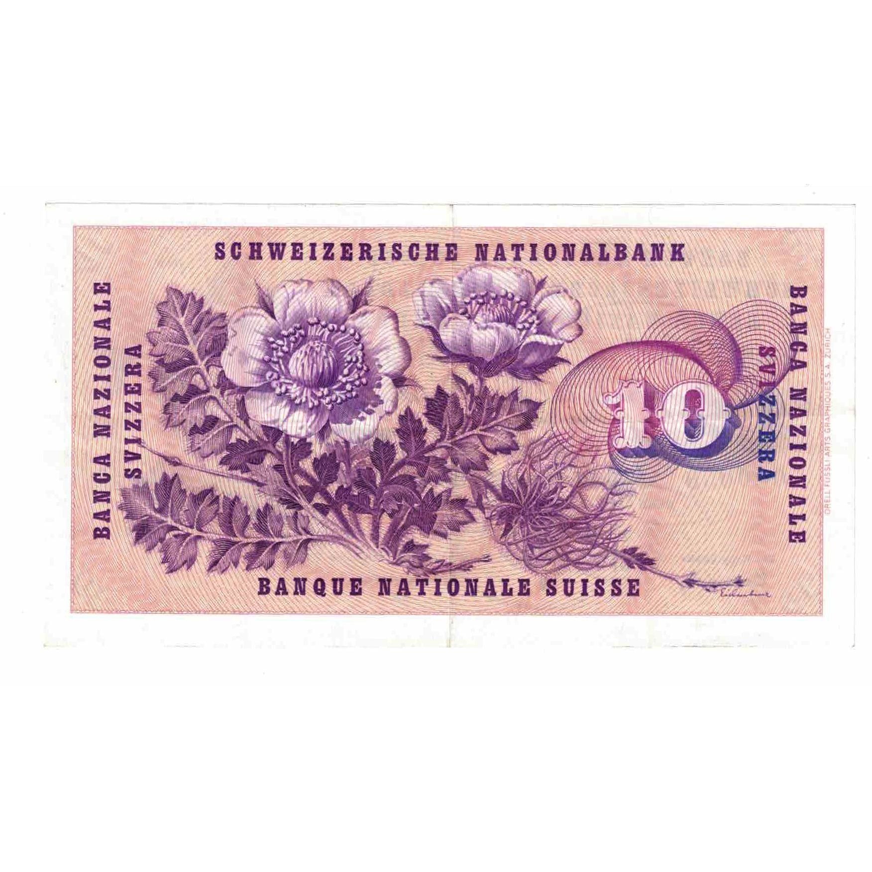 Banknote, Switzerland, 10 Franken, 1965, 1965-12-23, KM:45h, EF(40-45)