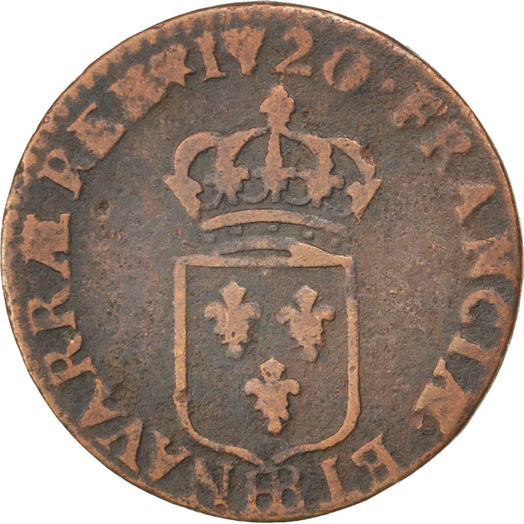 FRANCE, Liard, 1720, Strasbourg, KM #450.3, VF(30-35), Copper, Gadoury #270,...