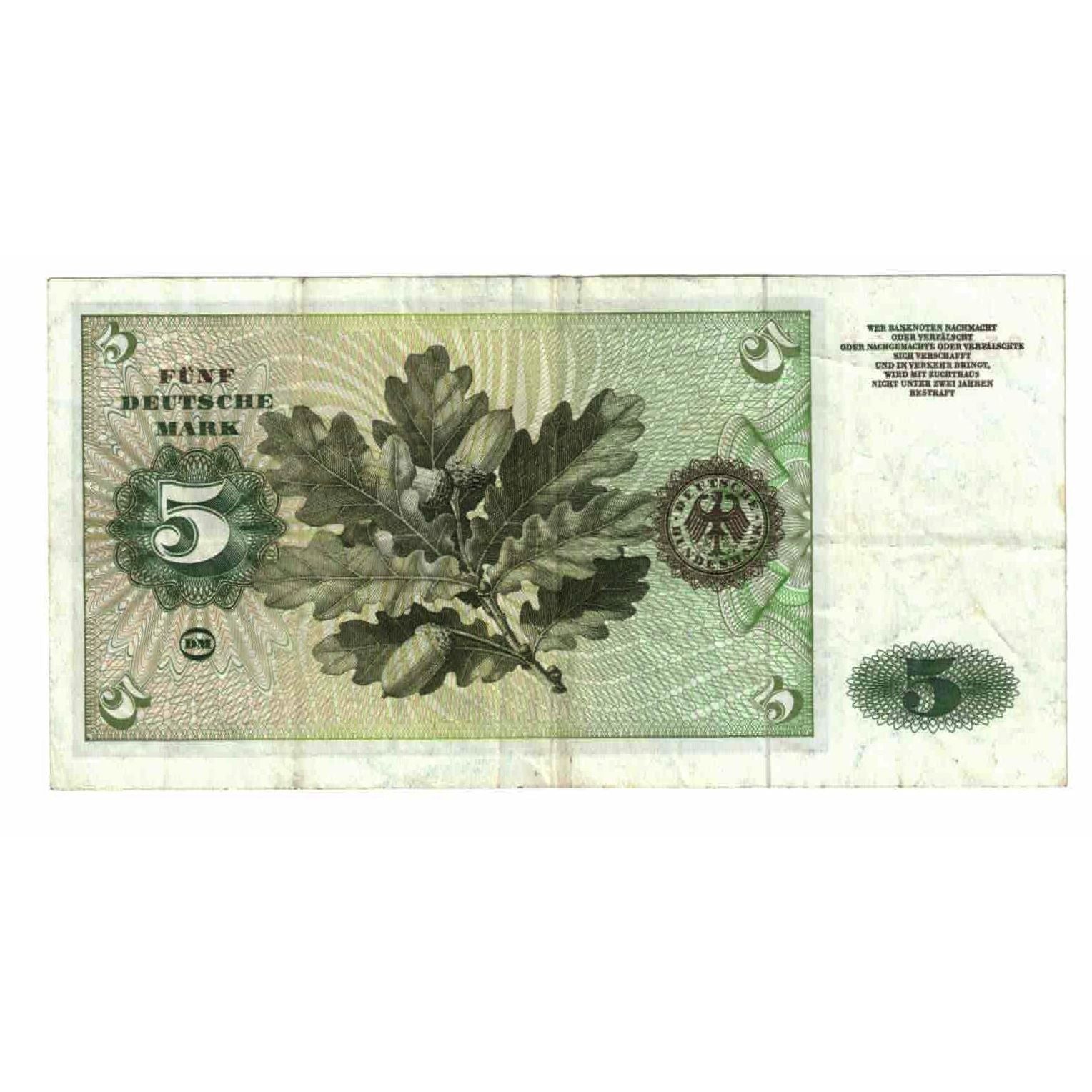 Banknote, GERMANY - FEDERAL REPUBLIC, 5 Deutsche Mark, 1960, 1960-01-02, KM:18a